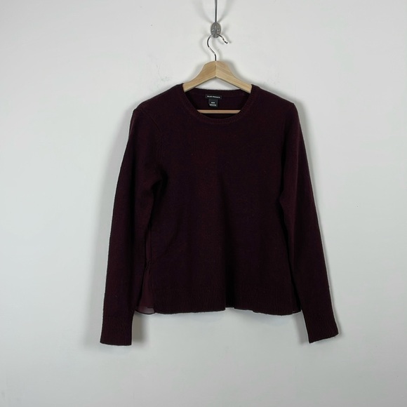 Club Monaco Wool Blend Pullover Long Sleeve Sheer Back Stretch Knit Sweater M - Picture 1 of 9